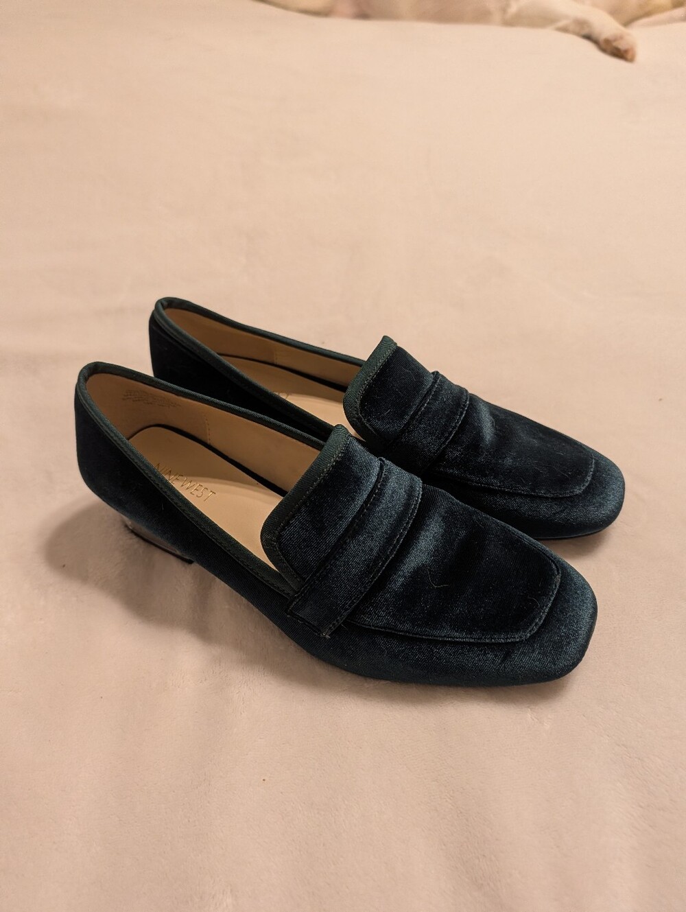 Velvet Penny Loafers in Dark Teal - Woman
